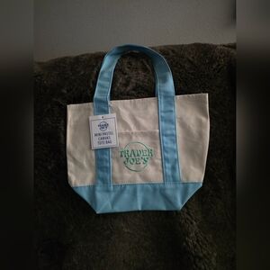 Trader Joe's Spring 2026 Mini Canvas Tote Bag Baby Blue NEW!